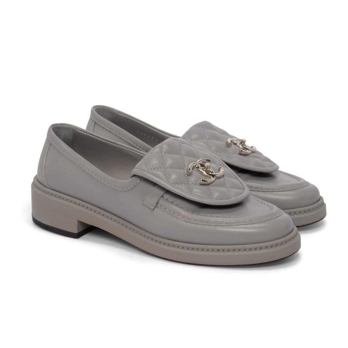 CHANEL Women’s Mocassins – Gray Luxury Loafers