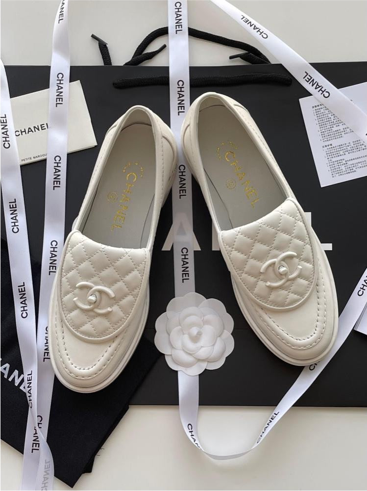 CHANEL Women’s Mocassins – White Luxury Loafers