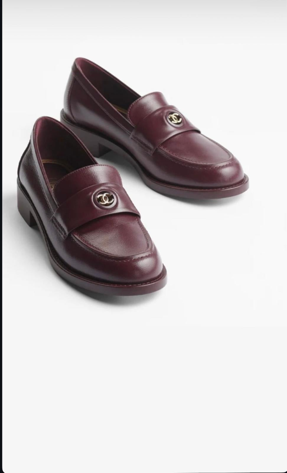 CHANEL Women’s Mocassins – Burgundy Luxury Loafers