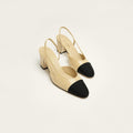 CHANEL Women’s Slingback Sandals – Beige & Black Luxury Heels