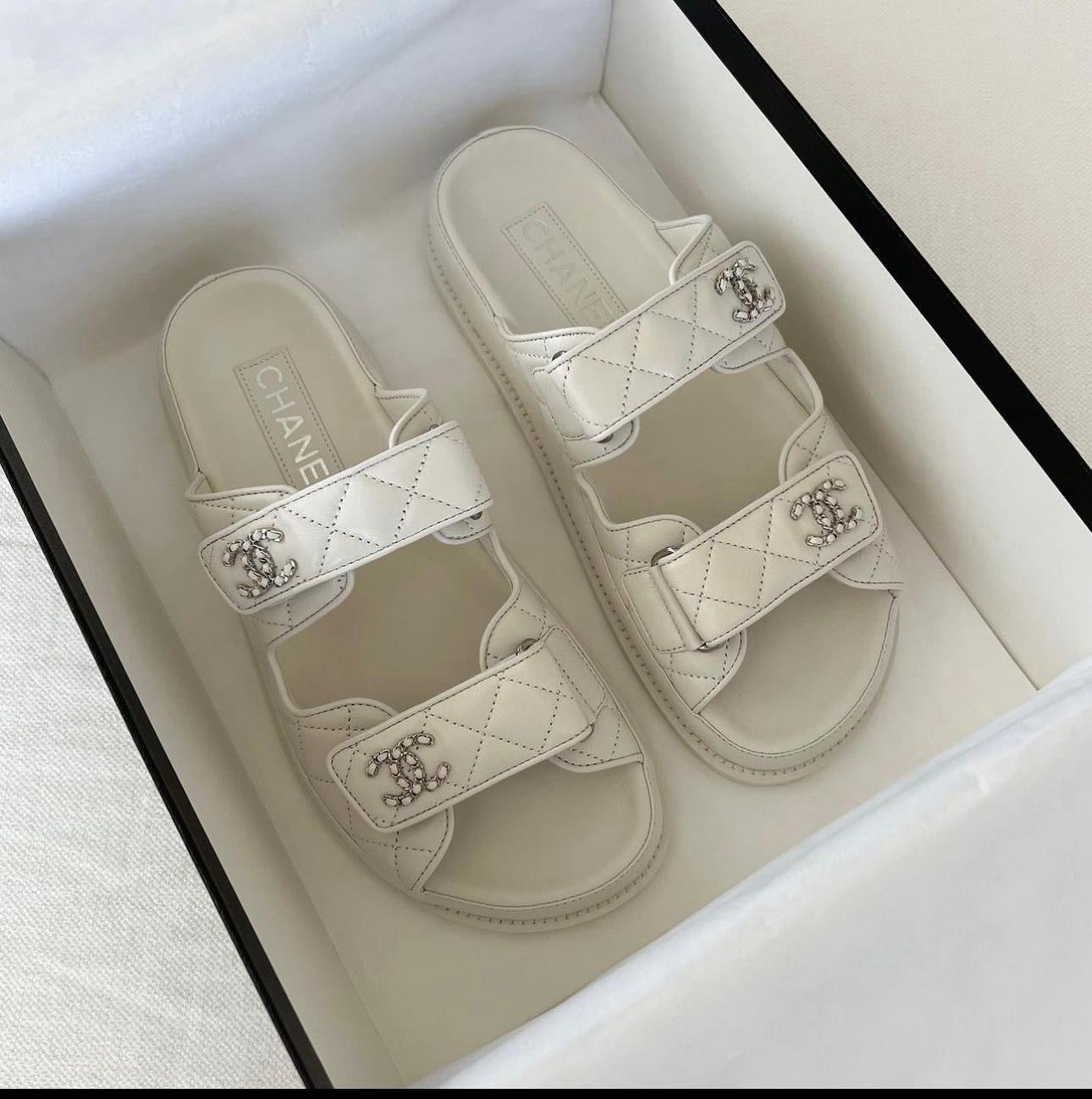 CHANEL Women’s Mules Sandals – White Luxury Sandals