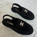 CHANEL Women’s Slingback Sherpa Loafers – Black Luxury Shoes