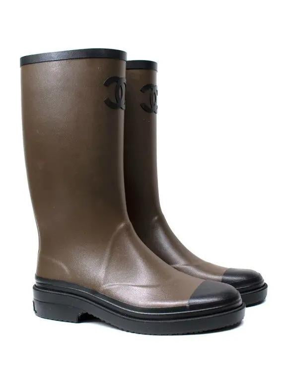 CHANEL Women’s Rain Boots – Brown Luxury Boots