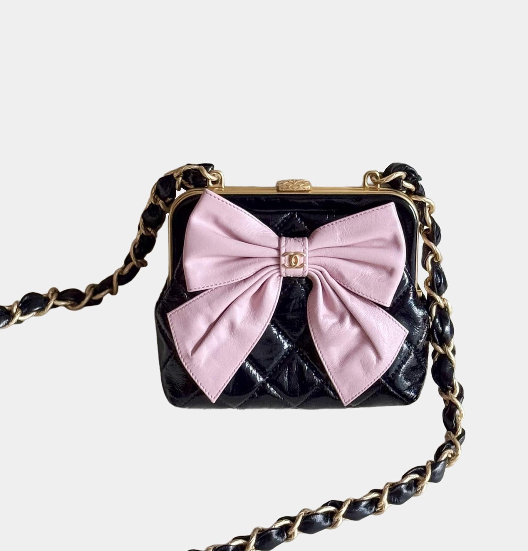 Chanel Black-Pink Bow Clutch – Women