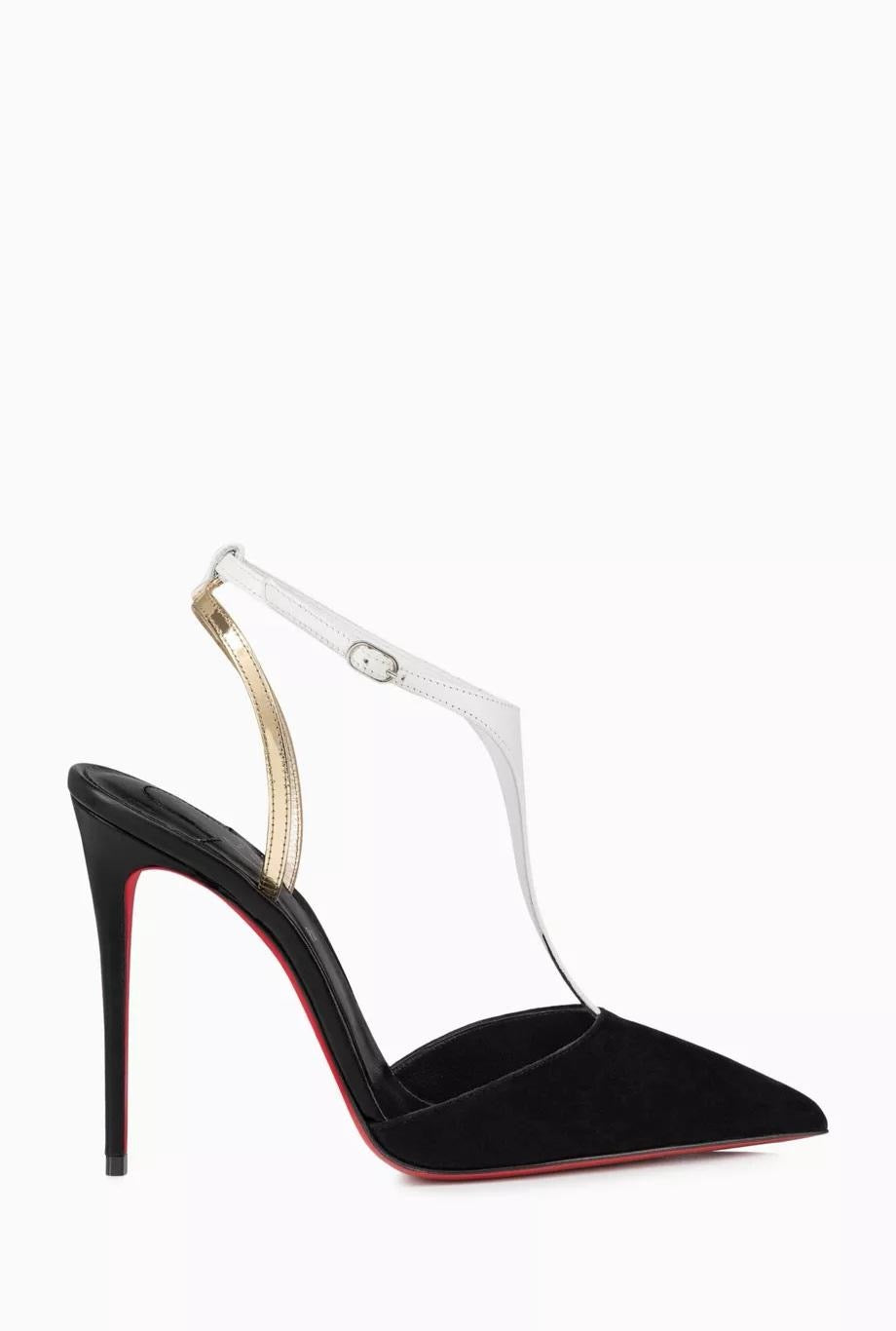 CHRISTIAN LOUBOUTIN Women’s Athina 100 Pumps – 10cm Black, White & Gold Heels