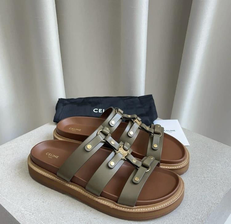 CELINE Women’s Tippi Slide Sandals – Green Luxury Slides