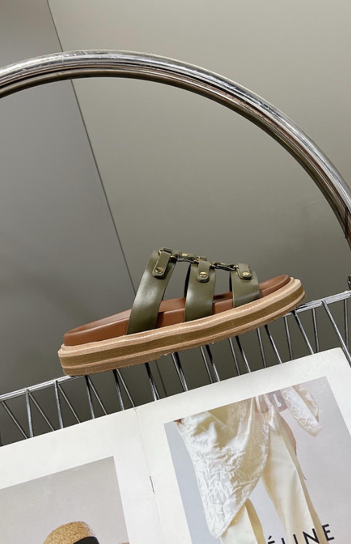 CELINE Women’s Tippi Slide Sandals – Green Luxury Slides