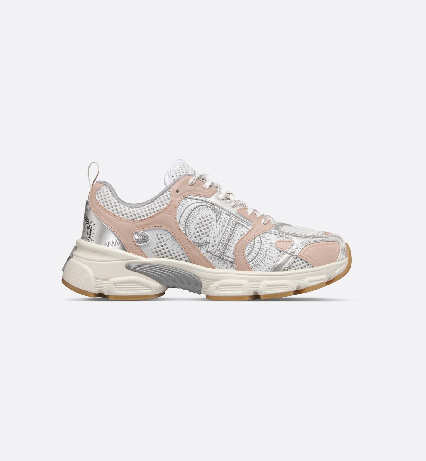 Dior Chrono Sneakers – White Mesh with Nude & Silver