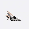 DIOR Women’s J’Adior Slingback Pumps – 6.5cm Black Satin with Silver-Tone Straps