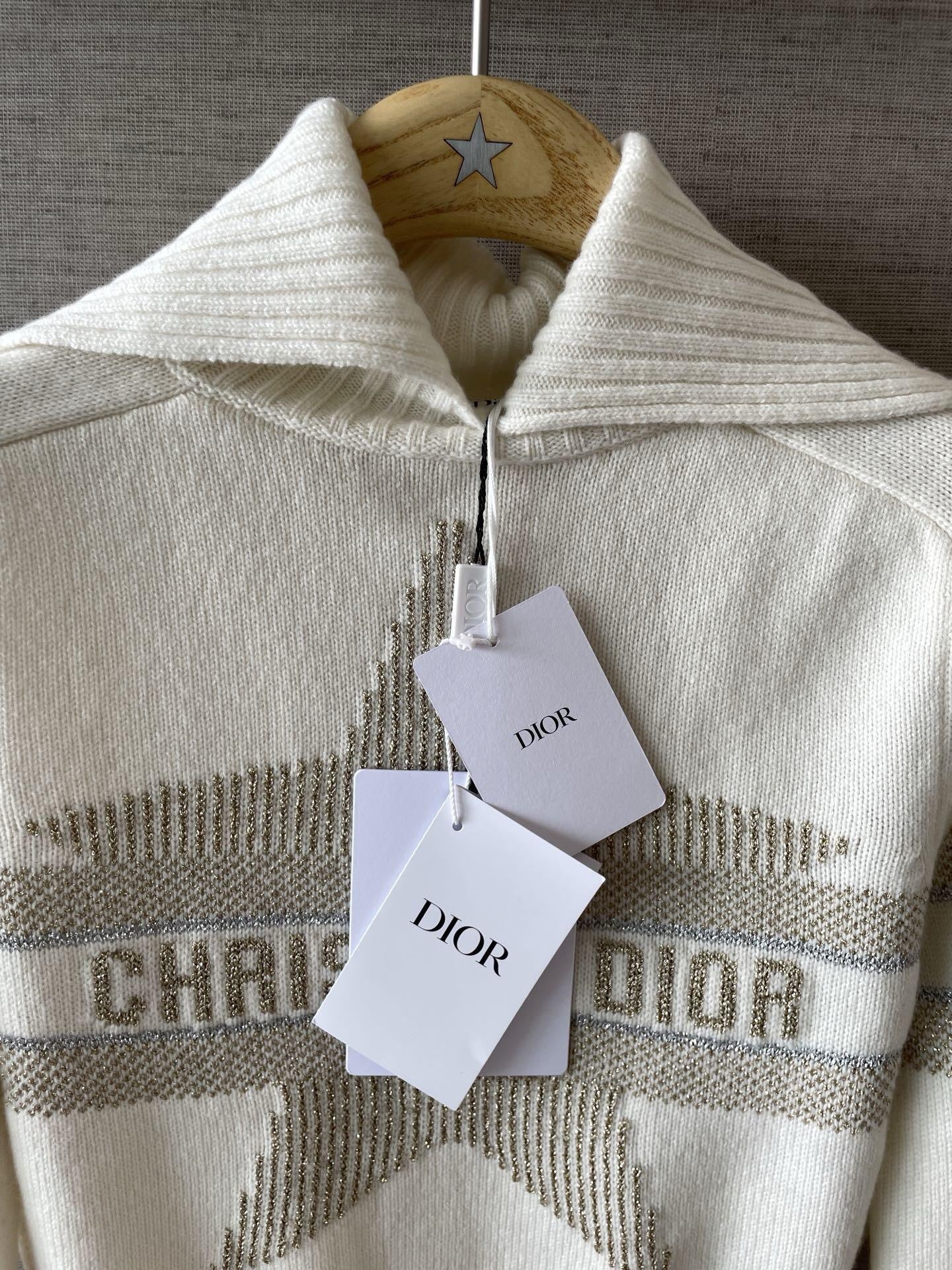 Dior Women’s Ivory Knit Sweater – White with Golden Tone