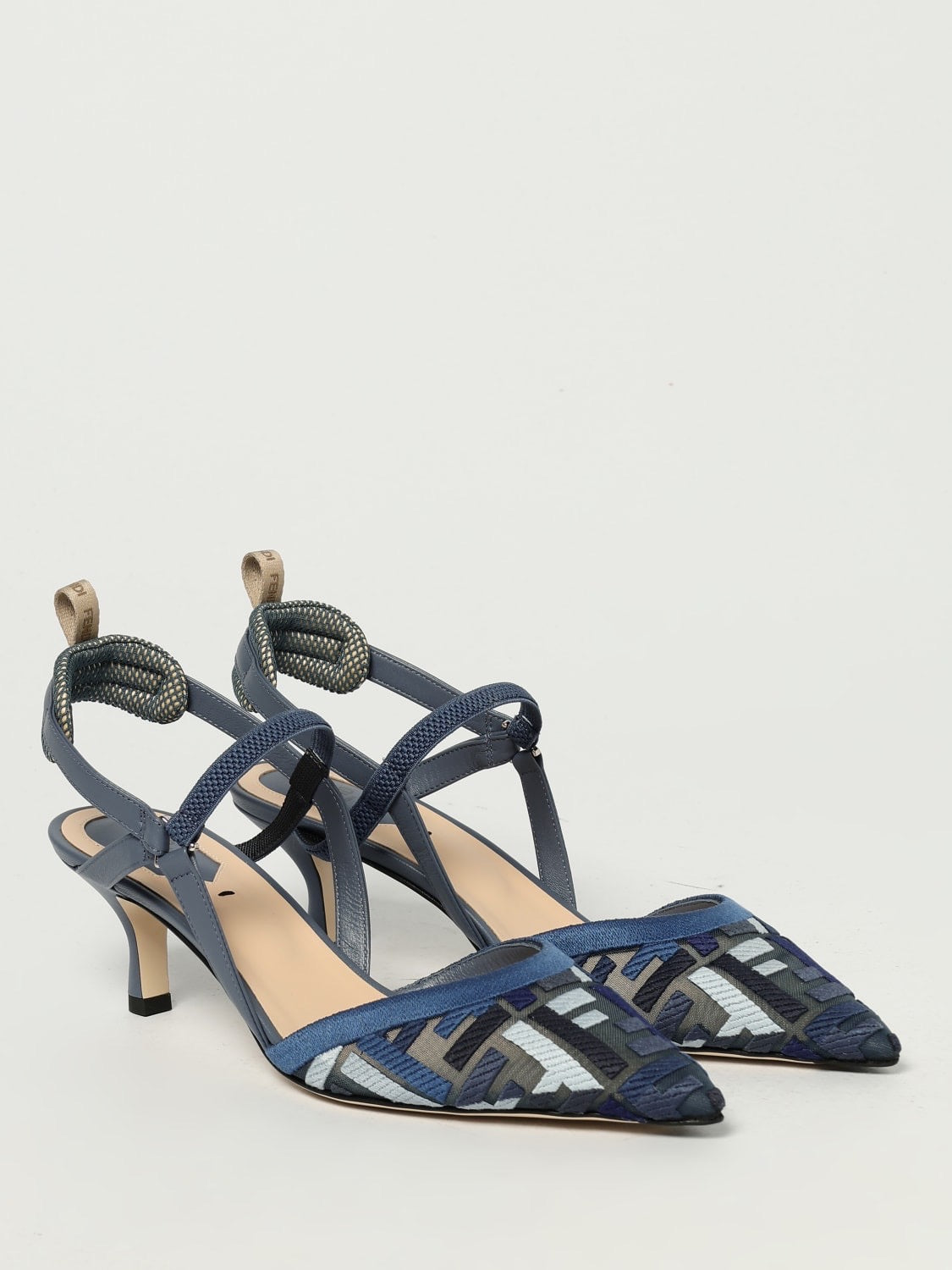 FENDI Women’s Slingback Pumps – Blue Multicolor Luxury