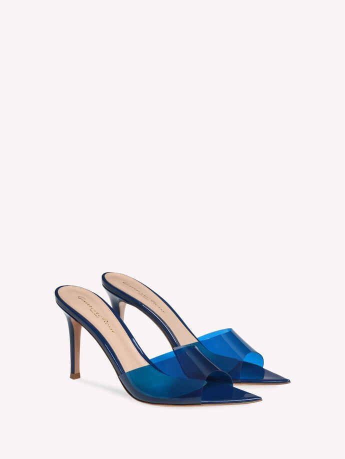 GIANVITO ROSSI Women’s Plexi Elle Peep Heels – 8.5cm Blue Pumps