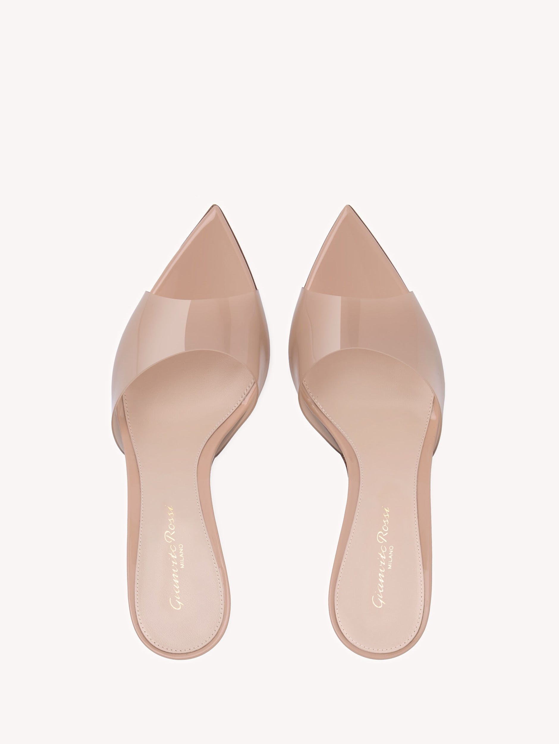 GIANVITO ROSSI Women’s Plexi Elle Peep Heels – 8.5cm Apricot Pumps