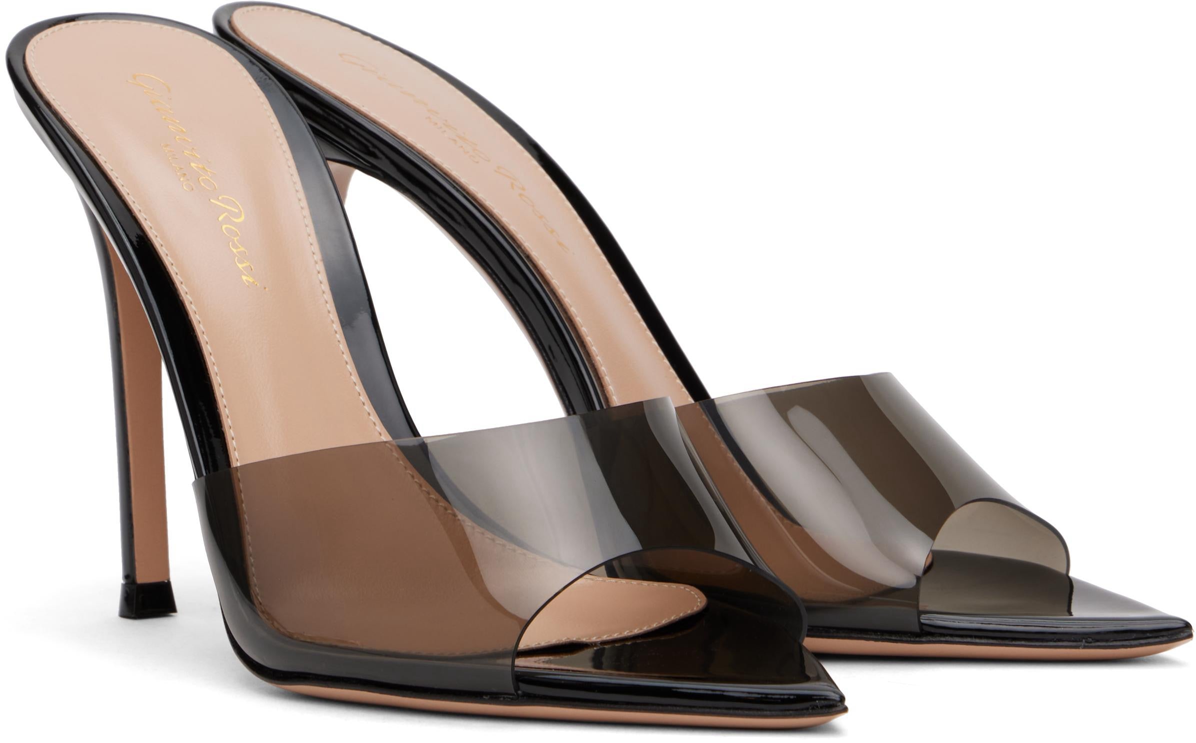 GIANVITO ROSSI Women’s Plexi Elle Peep Heels – 10.5cm Black Pumps