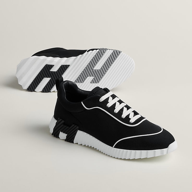 HERMES Bouncing Sneakers – Black with White Line | Unisex Casual Shoes
