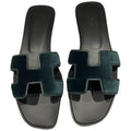HERMES Women’s Oran Velvet Sandal – Green Velvet | Iconic Luxury Sandals