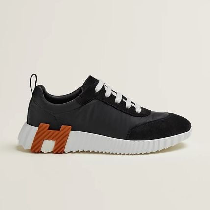 HERMES Bouncing Sneakers – Black with Red Logo | Unisex Casual Shoes