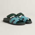 HERMES Women’s Chypre Sandals – Bleu Citadin / Vert Bouteille | Casual & Comfort Sandals