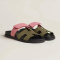 HERMES Women’s Chypre Sandals – Green & Pink | Casual & Comfort Sandals