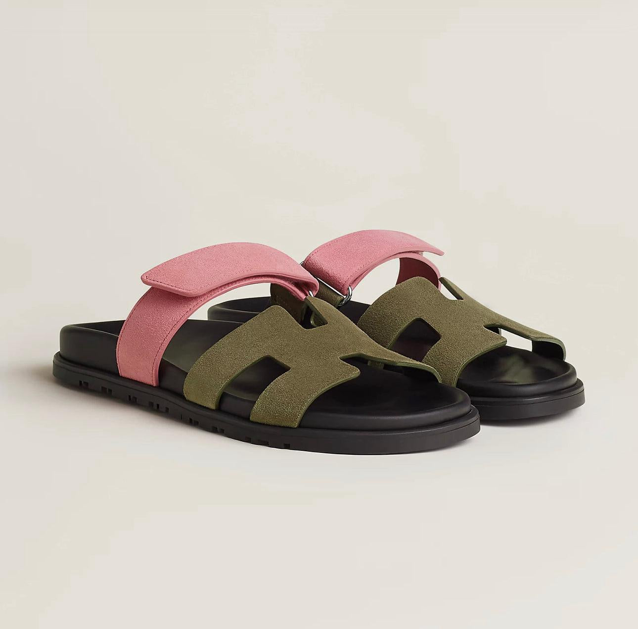 HERMES Women’s Chypre Sandals – Green & Pink | Casual & Comfort Sandals