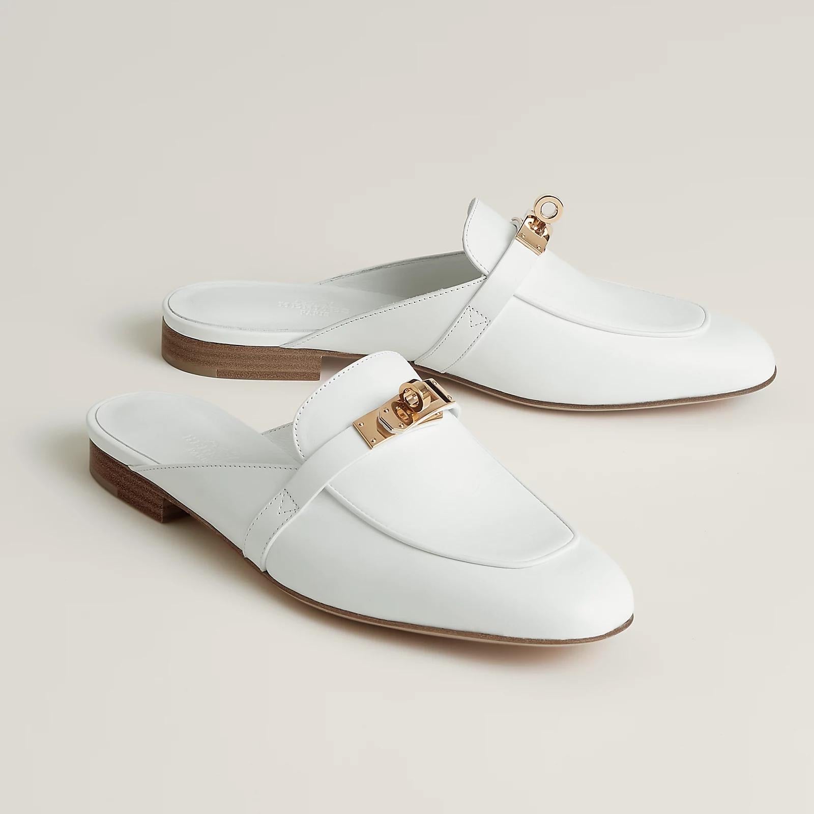 HERMES Women’s Oz Mule – White | Elegant Slip-On Shoes