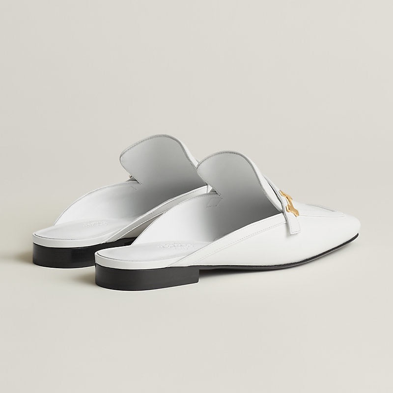HERMES Women’s Groupie Mule – White | Elegant Slip-On Shoes