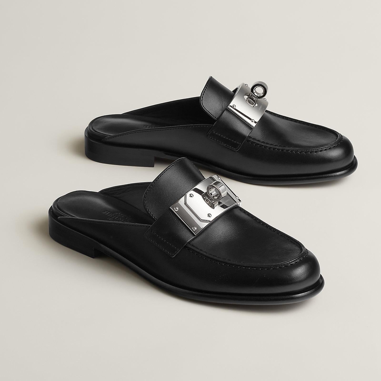 HERMES Women’s Lota Mule – Black | Elegant Slip-On Shoes
