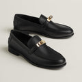 HERMES Women’s Destin Loafer – Black & Gold | Elegant Loafer Shoes