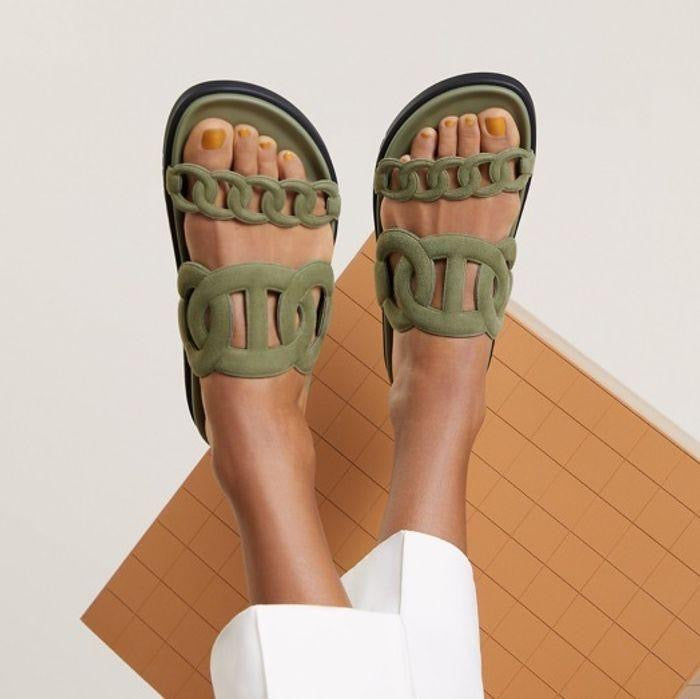 HERMES Women’s Extra Sandal – Army Green | Casual & Comfort Sandals