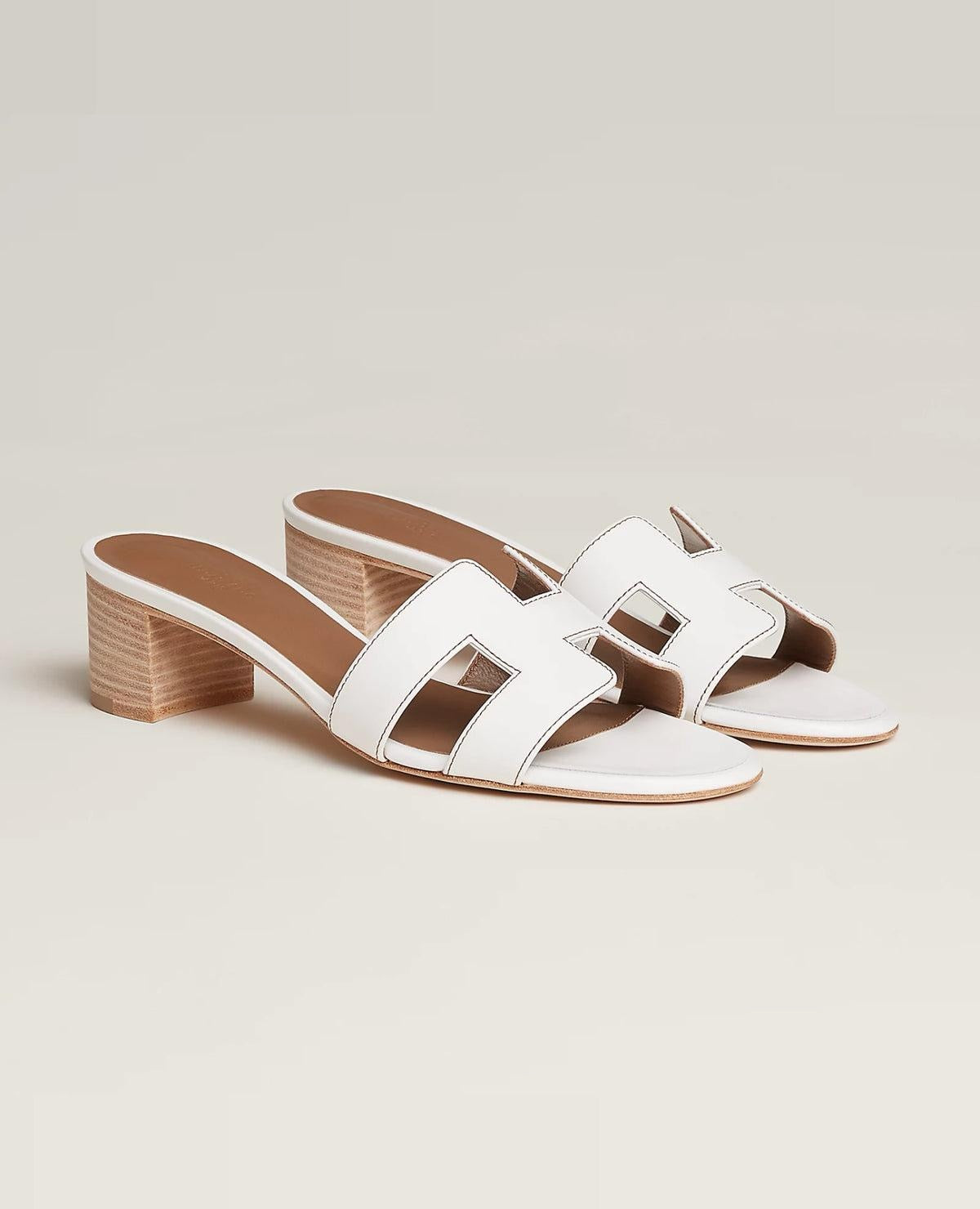 HERMES Women’s Oran Heels – White | Elegant Heeled Sandals