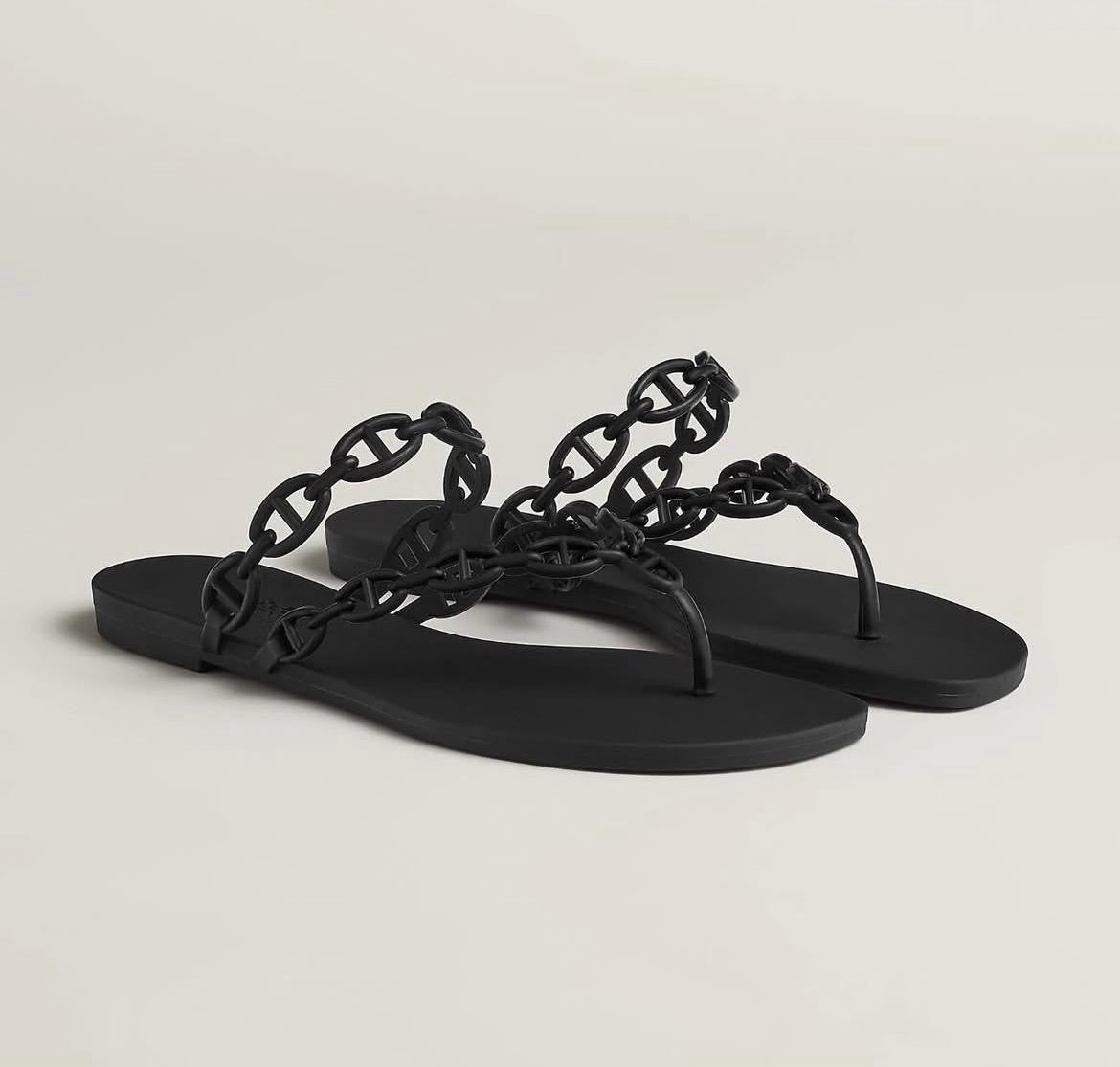 HERMES Women’s Island Sandal – Black | Elegant & Casual Sandals