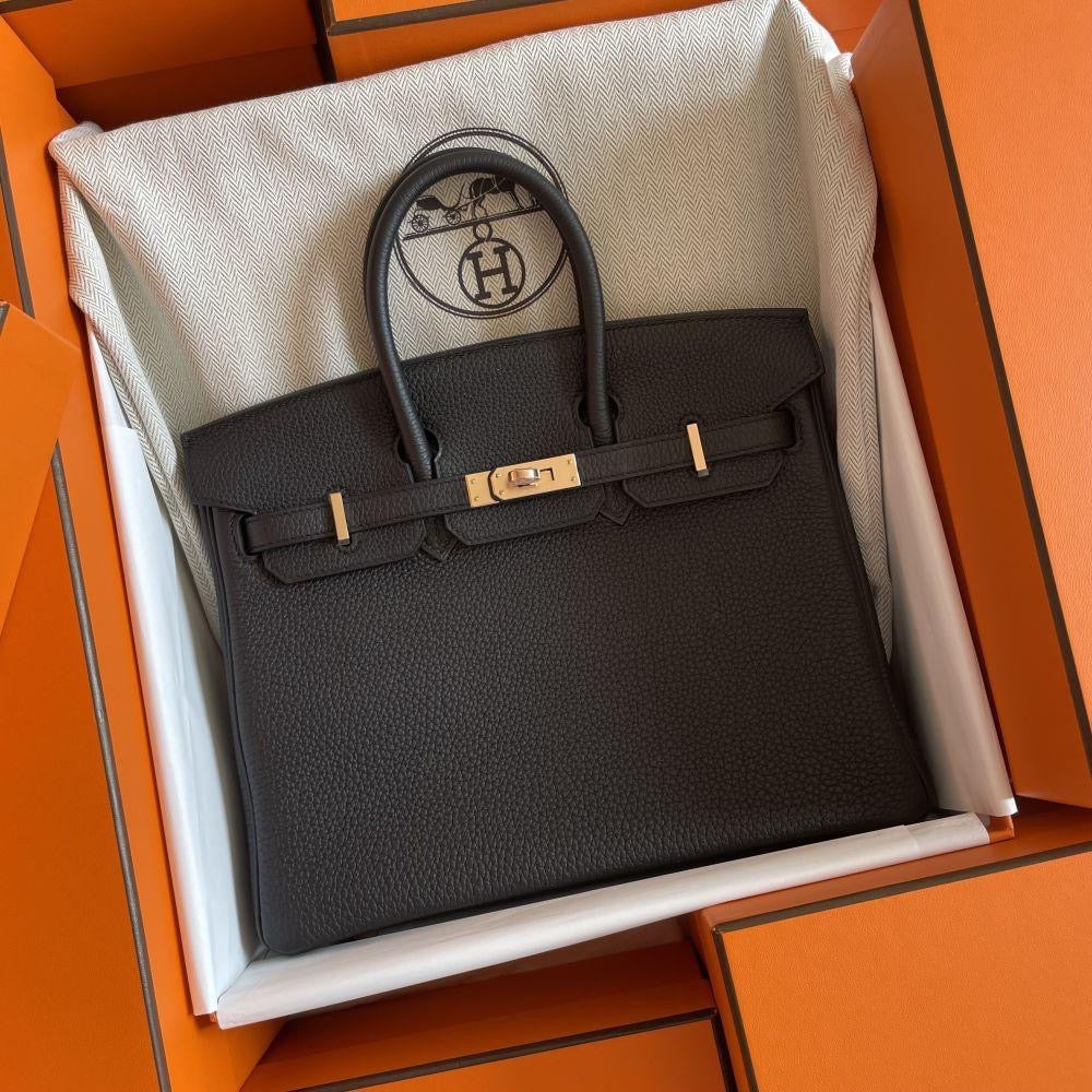 Hermes Birkin 25 Black Bag with Gold Hardware – Women