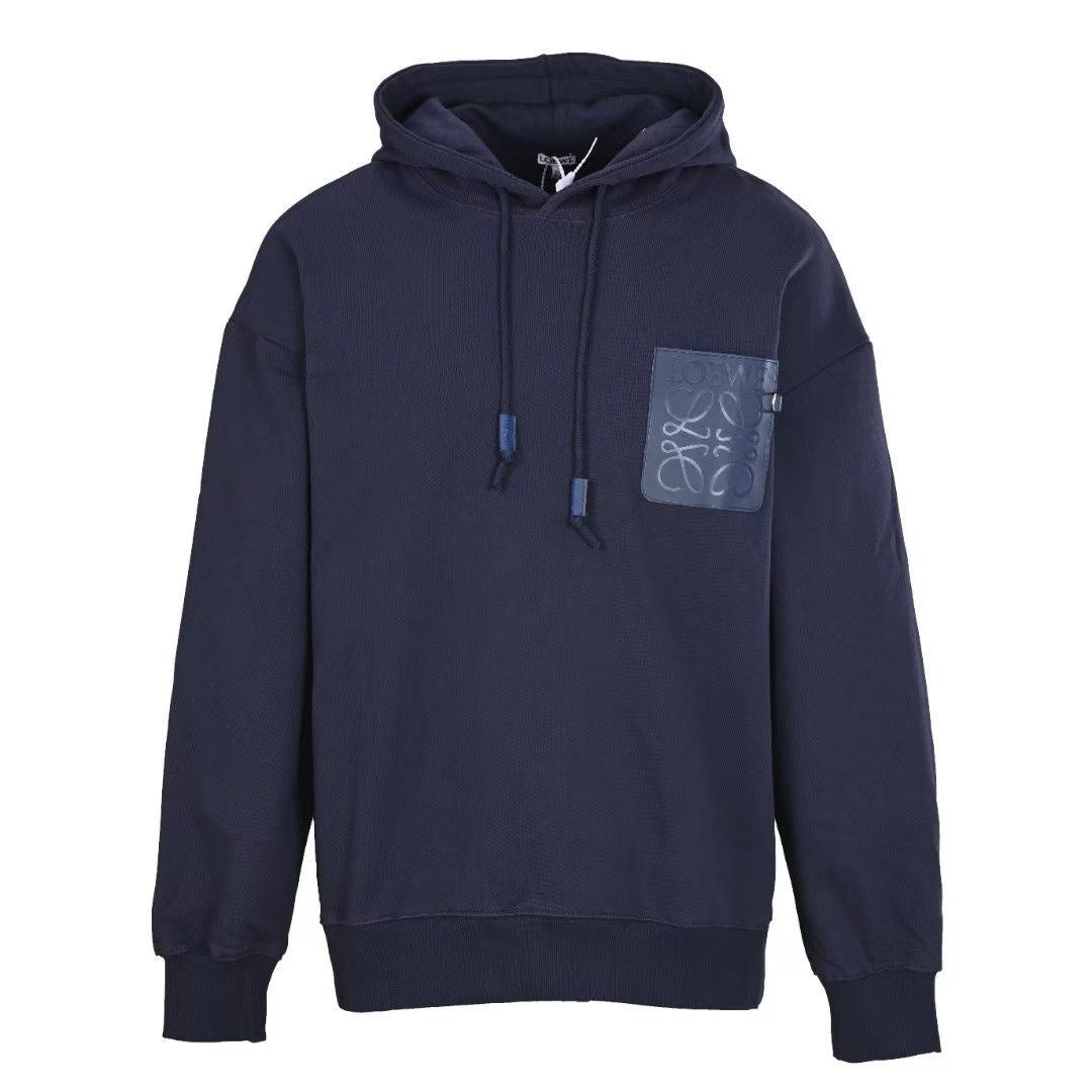 LOEWE Men’s Patch Pocket Hoodie – Navy Blue