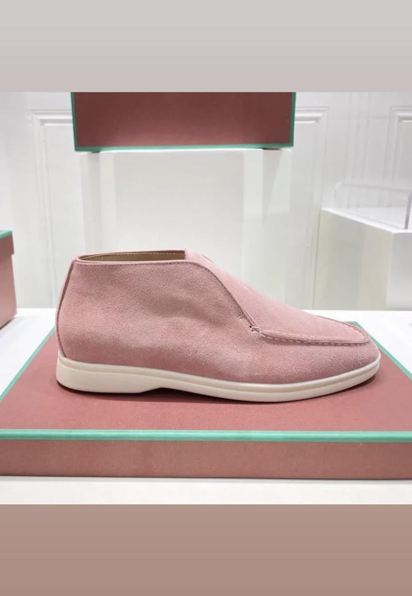 Loro Piana Women’s Open Walk Suede Ankle Boot – Baby Pink