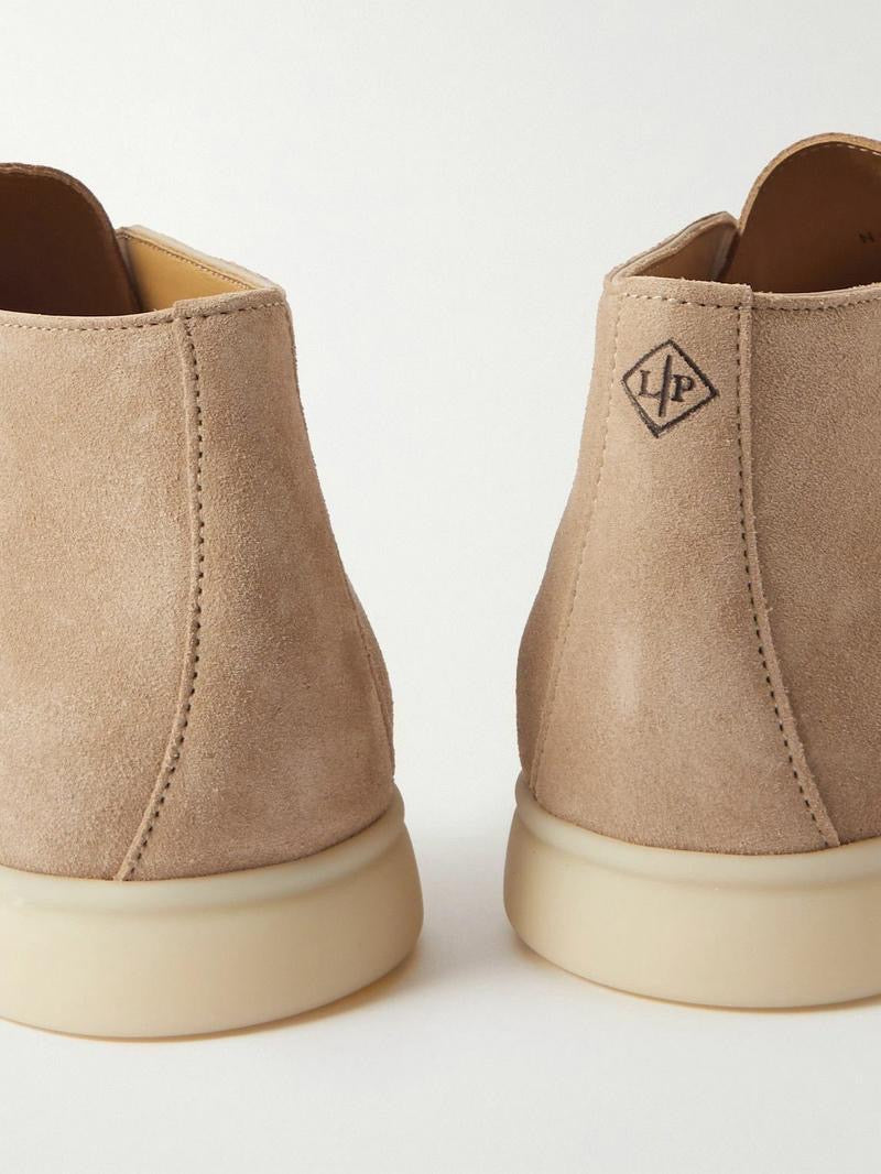 Loro Piana Men’s Open Walk Suede Ankle Boot – Apricot