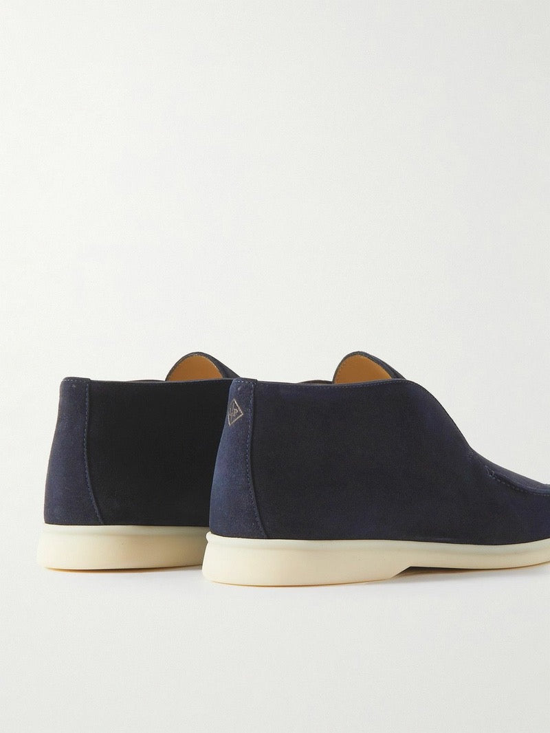 Loro Piana Open Walk Suede Ankle Boot – Navy Blue