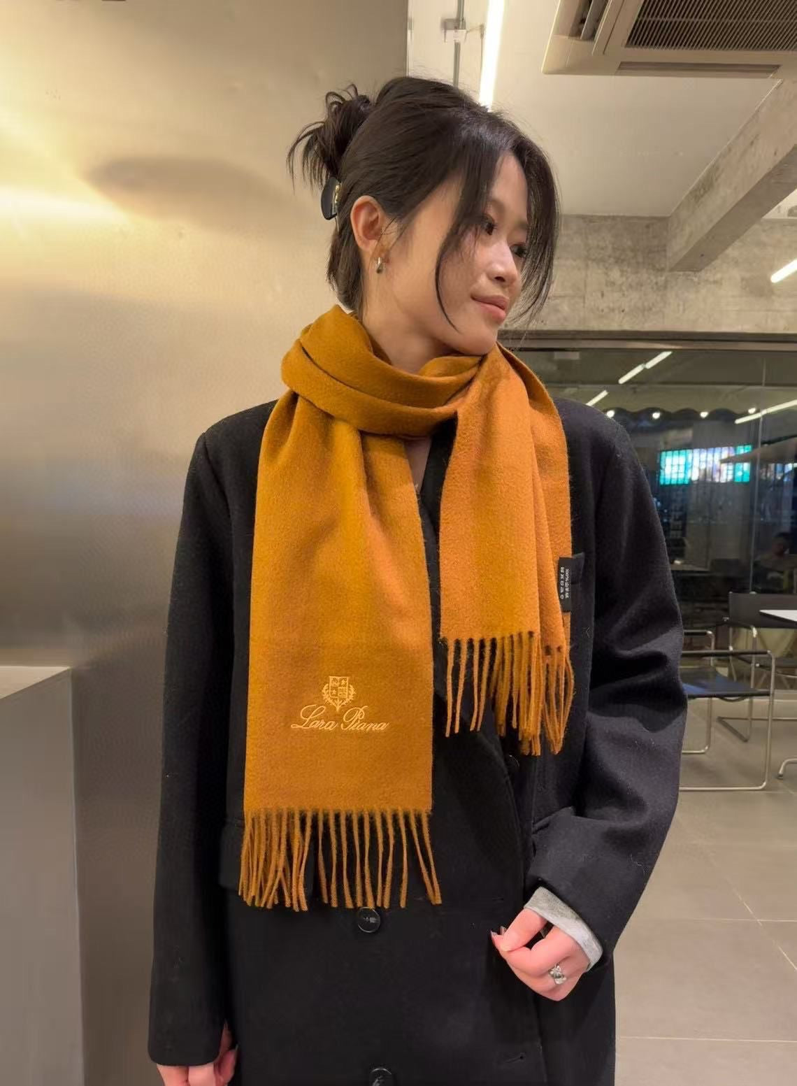 LORO PIANA Cashmere Scarf – Dark Brown | Luxury Soft Winter Scarf