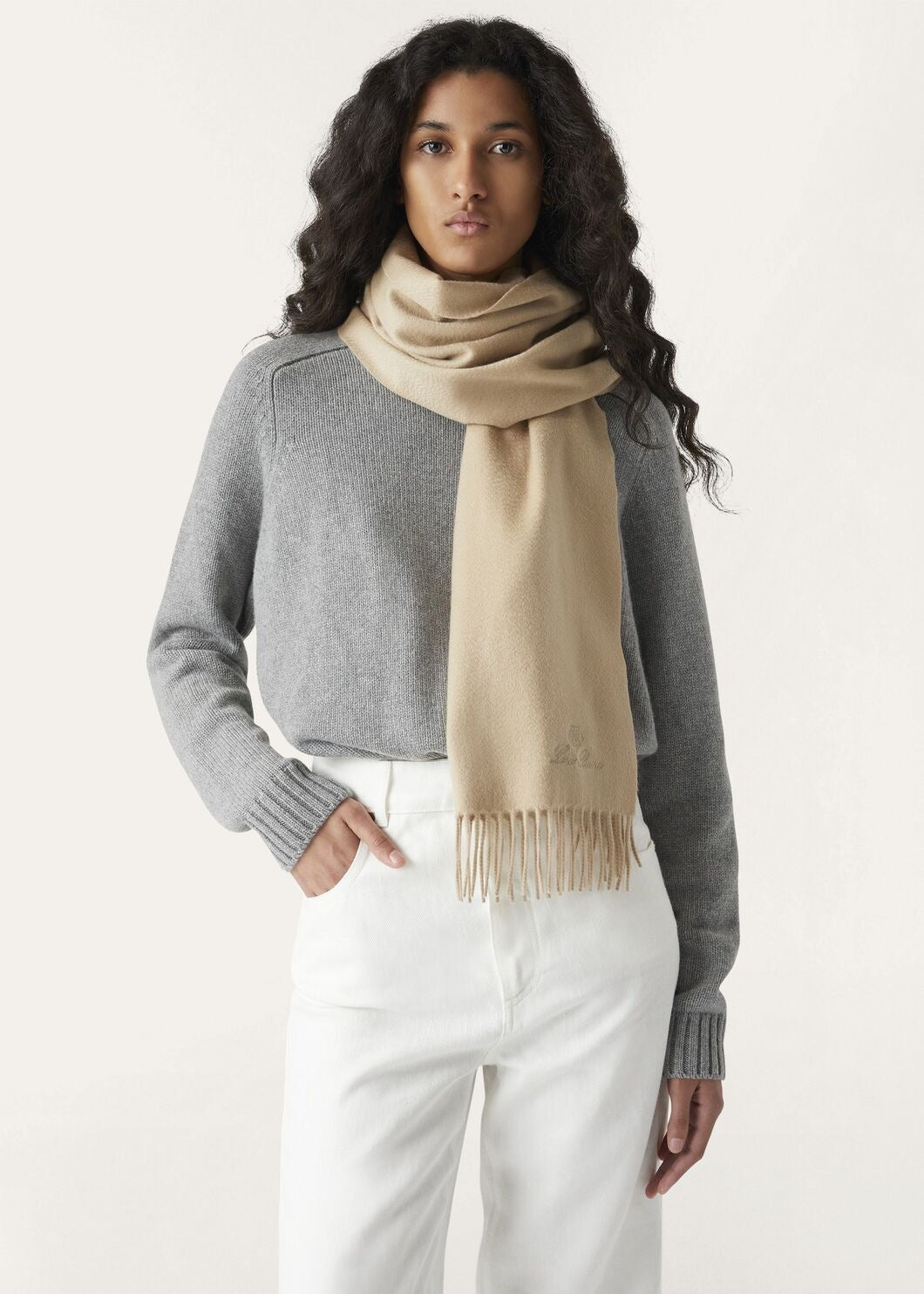 LORO PIANA Cashmere Scarf – Beige | Luxury Soft Winter Scarf