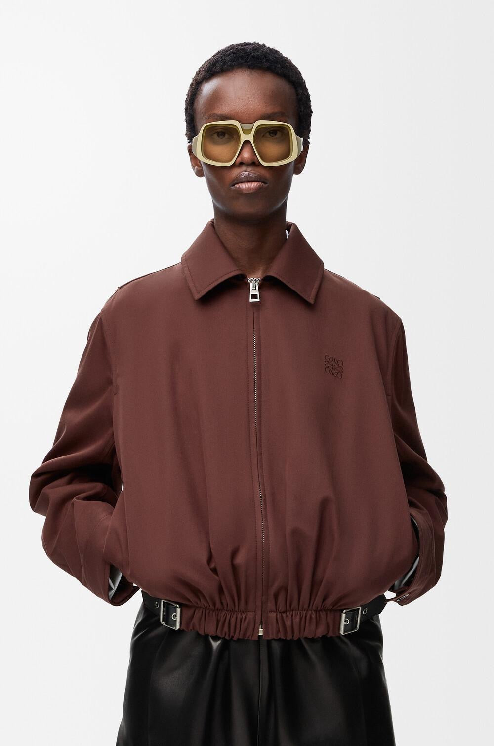 LOEWE Women’s Gathered Front Belted Jacket – Brown