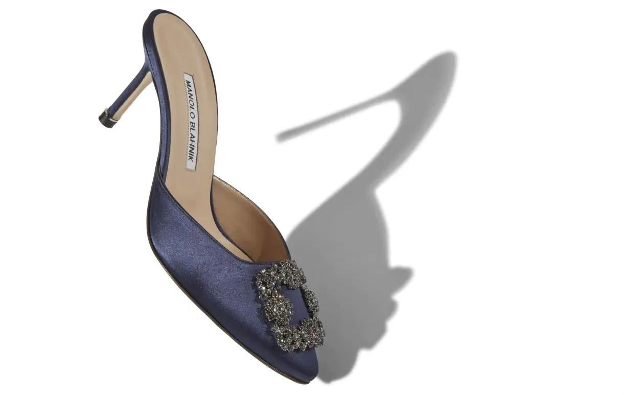 MANOLO BLAHNIK Women’s Hangisimu Heels – 6.5cm Blue Pumps