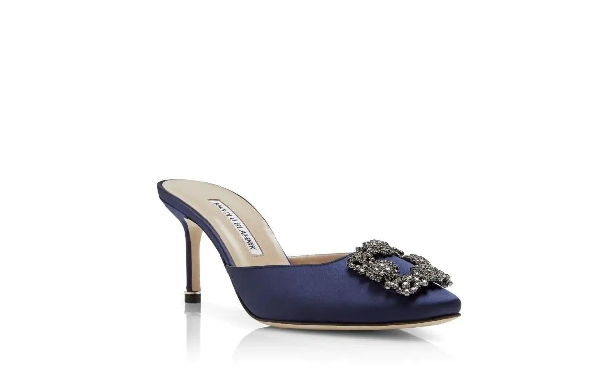 MANOLO BLAHNIK Women’s Hangisimu Heels – 6.5cm Blue Pumps