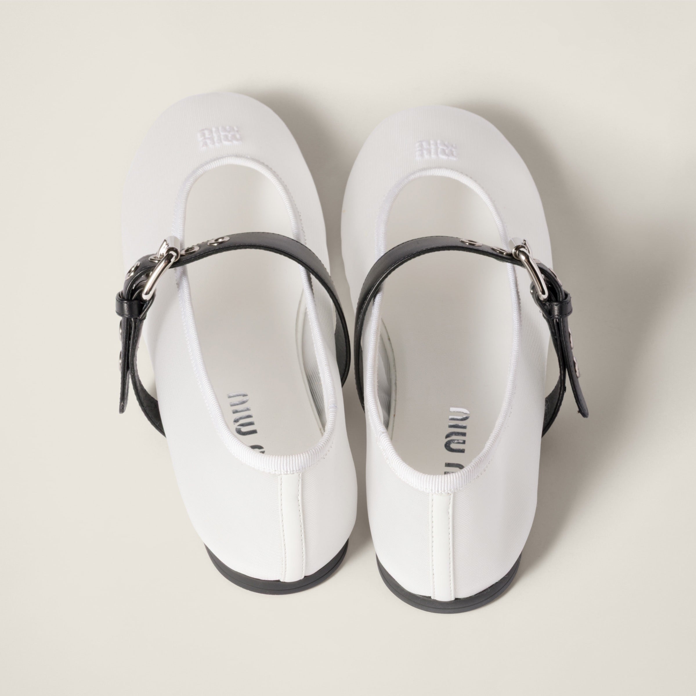 MIU MIU Women’s Ballerina Flats – White Luxury Shoes