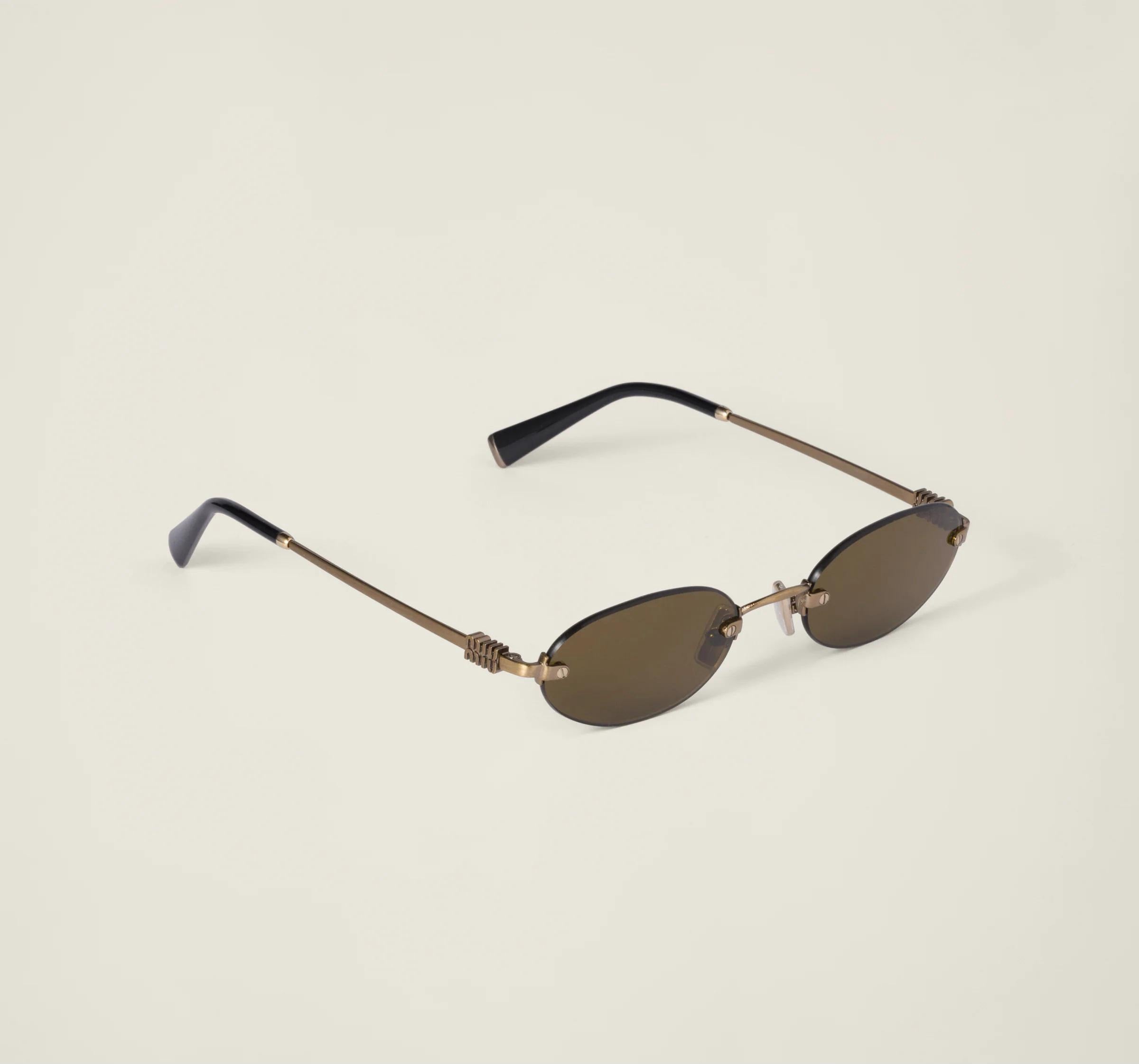 Miu Miu Logo Sunglasses – Lead Green Lenses