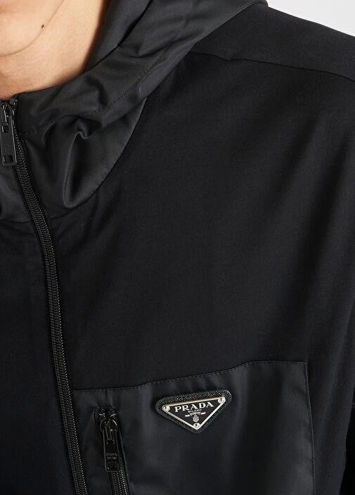 Prada Men’s Technical Cotton & Re-Nylon Hoodie – Black