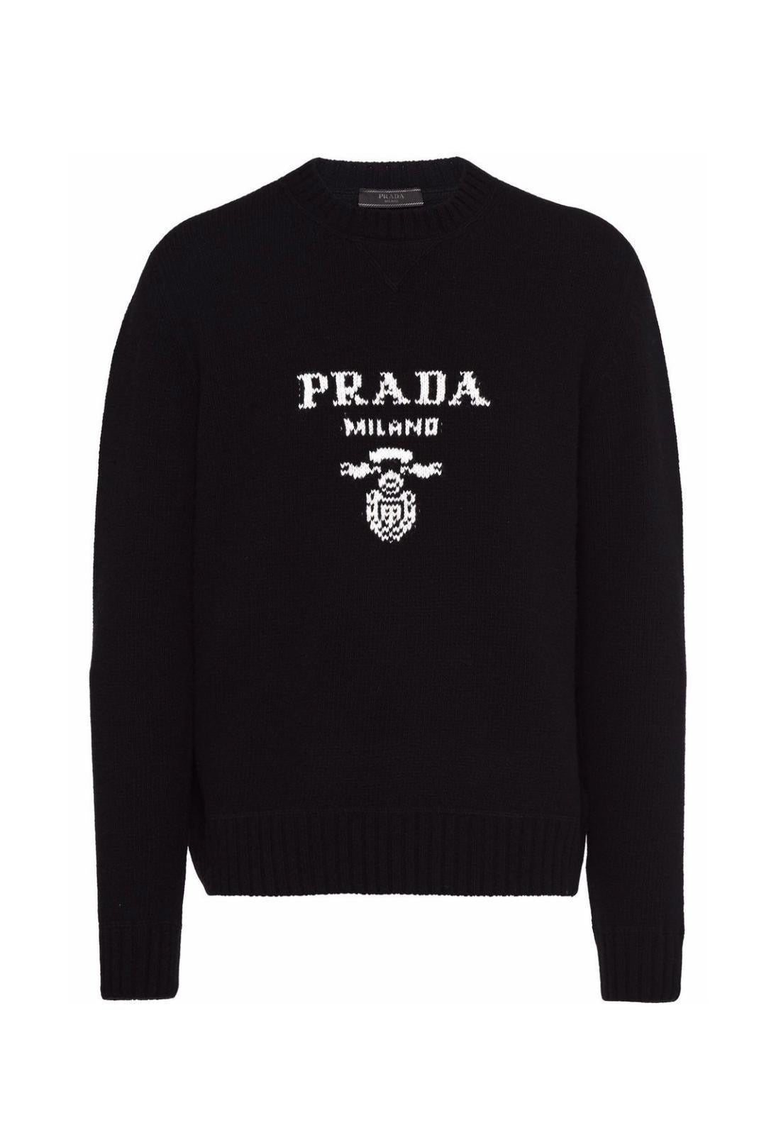 Prada Men’s Wool & Cashmere Crew Neck Sweater – Black