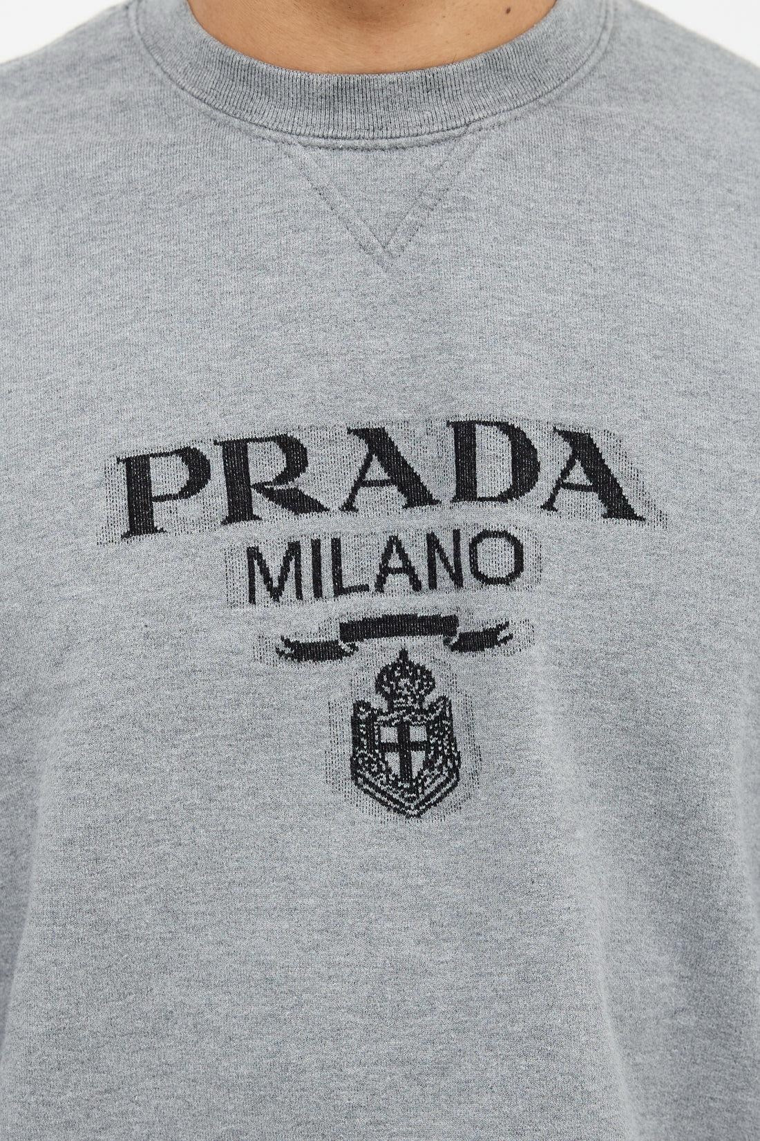 Prada Men’s Logo Sweatshirt – Grey