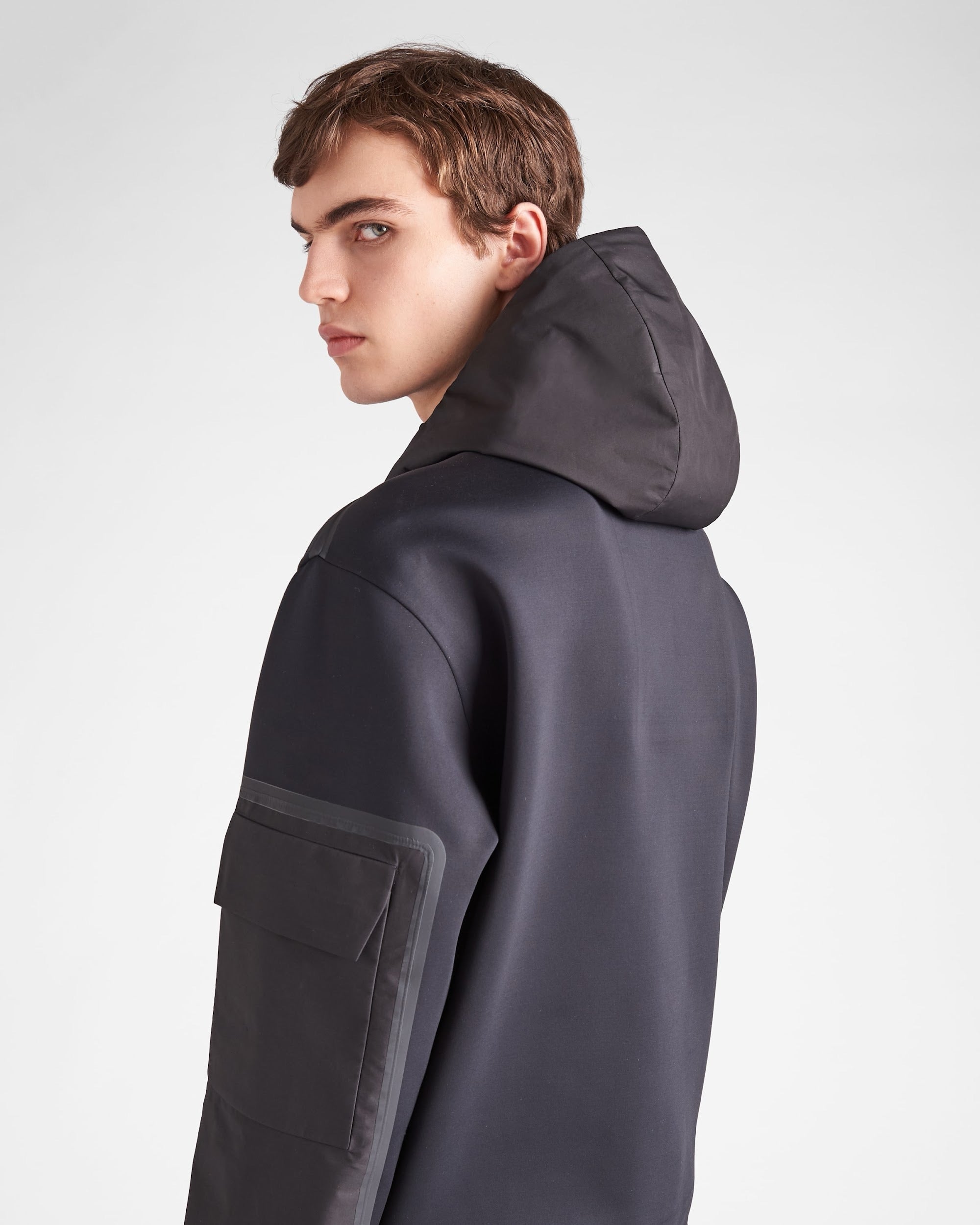 Prada Men’s Recycled Technical Jersey Hoodie – Black