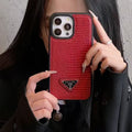 Prada Textured Phone Case with Triangle Logo – Red