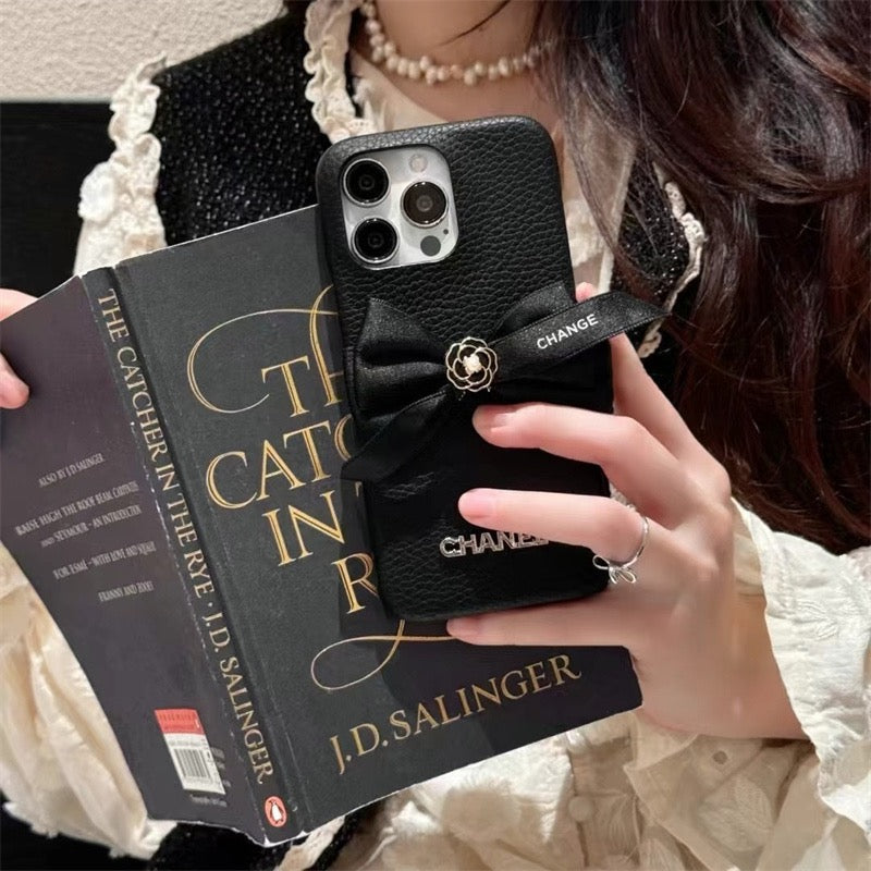 Chanel Phone Case with Ribbon Bow – Black