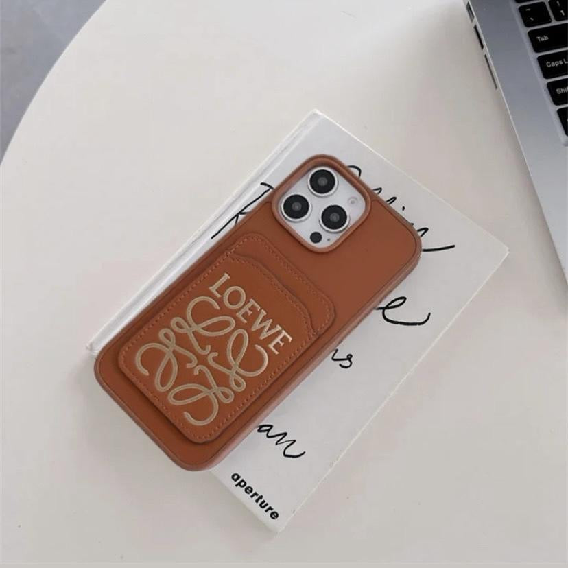 Loewe Phone Case with Gold Anagram Logo & Card Slot – Unisex